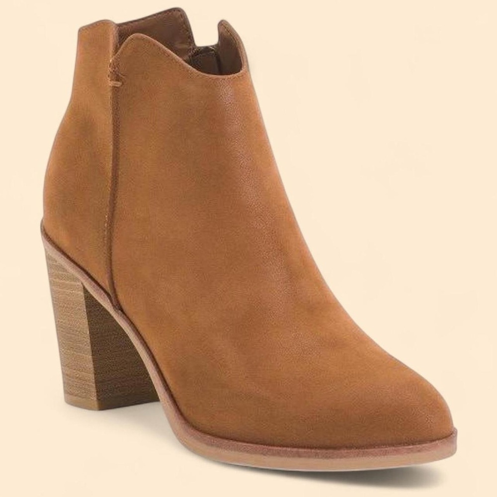 MIA Tan Ankle Booties with Western-Inspired Design